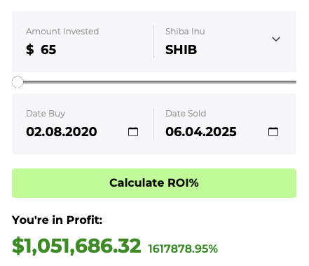 Shiba Inu:尽管发生了崩溃,但今天有65美元的Shib今天变成100万美元